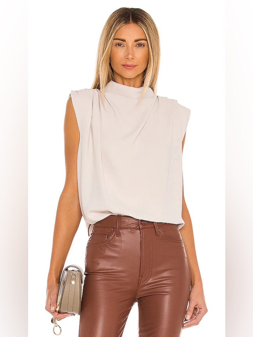 Amanda uprichard Fabienne sleeveless high neck top sz small in bone